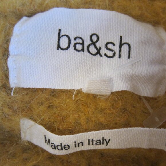 BA&SH YELLOW GOLD ALPACA FUZZY CROPPED SWEATER LADY PULLOVER STYLE - Picture 6 of 9